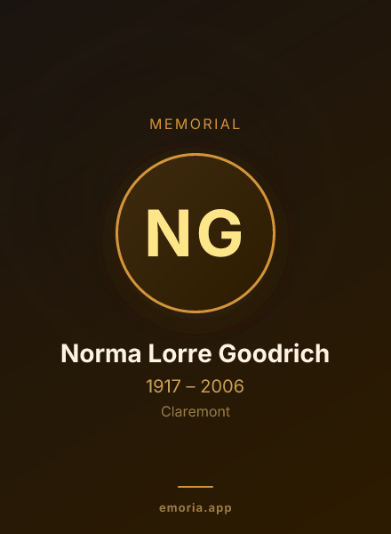 Memorial portrait of Norma Lorre Goodrich
