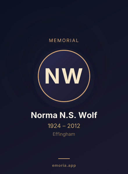 Memorial portrait of Norma N.S. Wolf