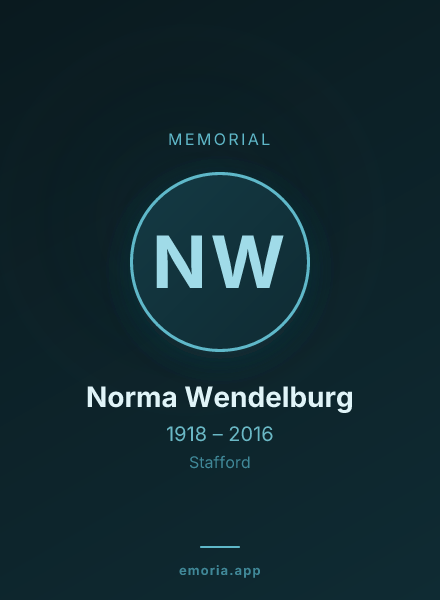 Memorial portrait of Norma Wendelburg