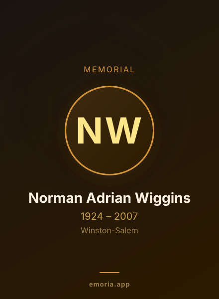 Memorial portrait of Norman Adrian Wiggins