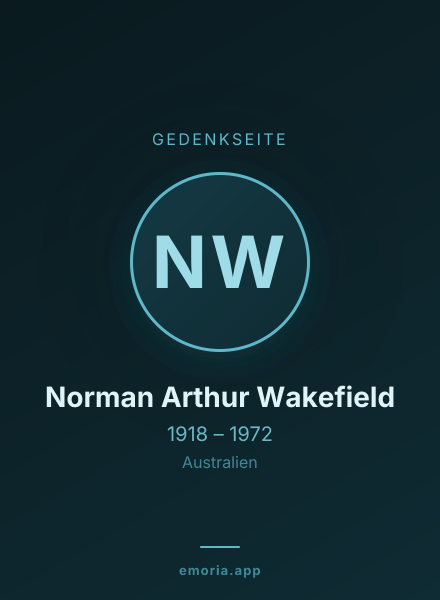 Gedenkportrait von Norman Arthur Wakefield