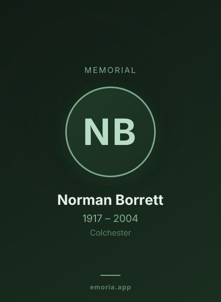Memorial portrait of Norman Borrett