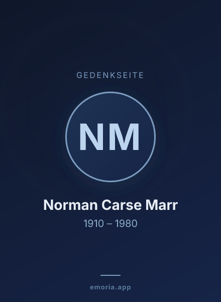 Gedenkportrait von Norman Carse Marr