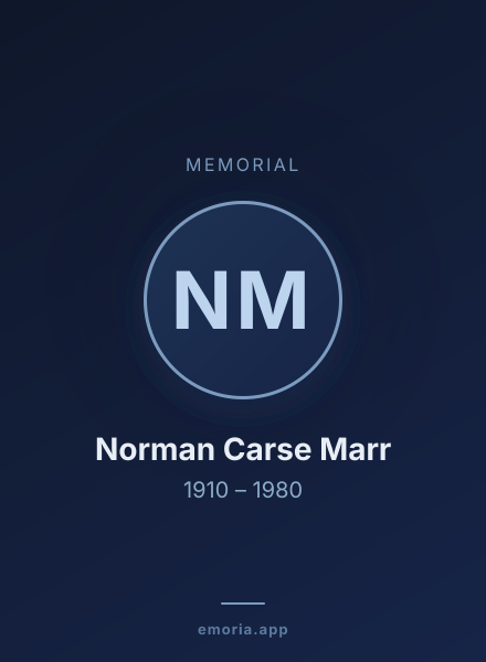 Memorial portrait of Norman Carse Marr