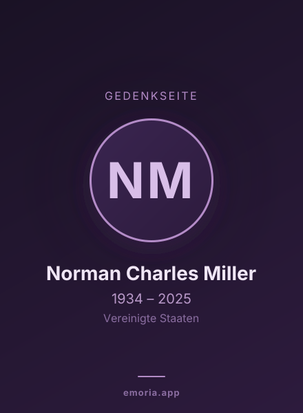 Gedenkportrait von Norman Charles Miller