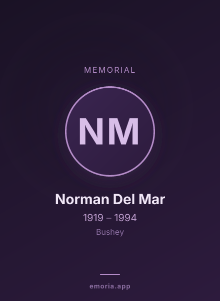 Memorial portrait of Norman Del Mar