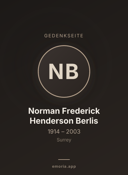 Gedenkportrait von Norman Frederick Henderson Berlis