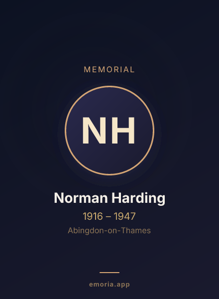Memorial portrait of Norman Harding