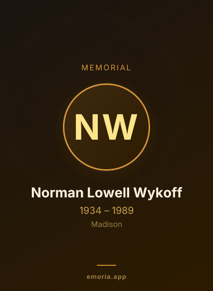 Memorial portrait of Norman Lowell Wykoff