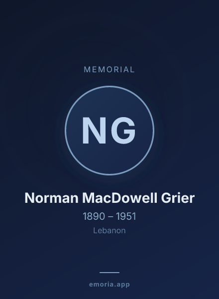 Memorial portrait of Norman MacDowell Grier
