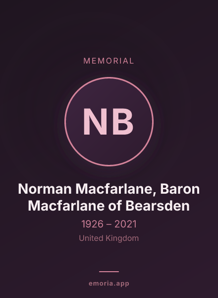 Memorial portrait of Norman Macfarlane, Baron Macfarlane of Bearsden