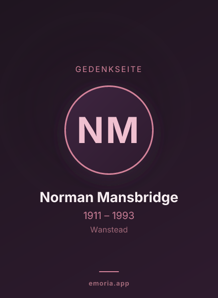 Gedenkportrait von Norman Mansbridge