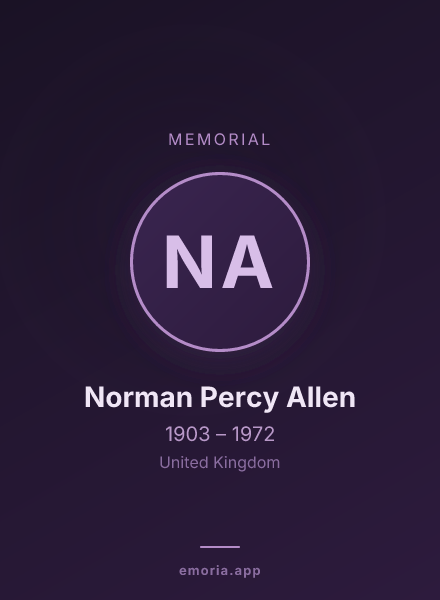 Memorial portrait of Norman Percy Allen