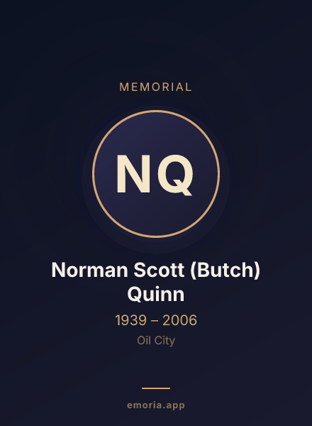 Memorial portrait of Norman Scott (Butch) Quinn