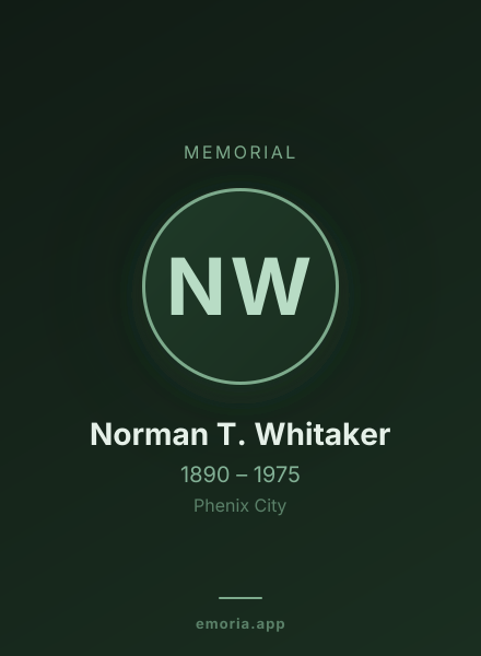 Memorial portrait of Norman T. Whitaker