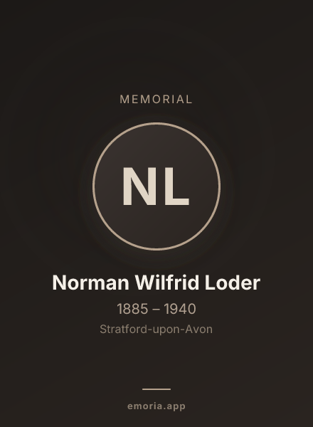 Memorial portrait of Norman Wilfrid Loder