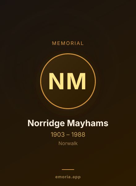 Memorial portrait of Norridge Mayhams