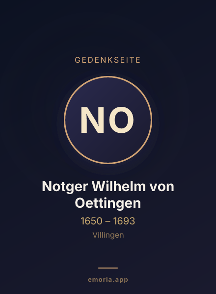 Gedenkportrait von Notger Wilhelm von Oettingen
