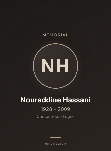 Memorial portrait of Noureddine Hassani