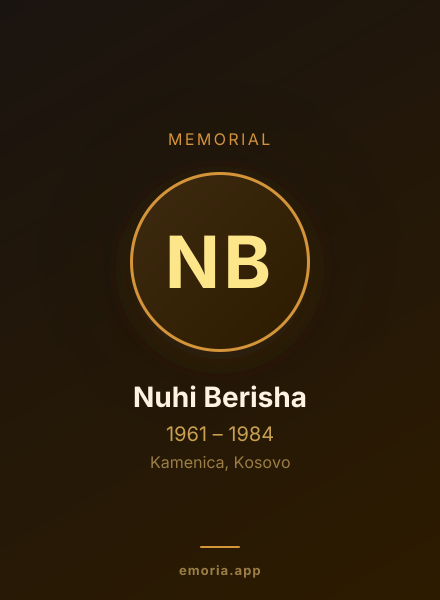 Memorial portrait of Nuhi Berisha
