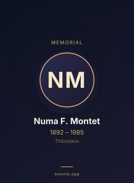 Memorial portrait of Numa F. Montet