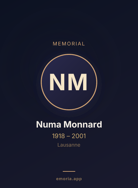 Memorial portrait of Numa Monnard