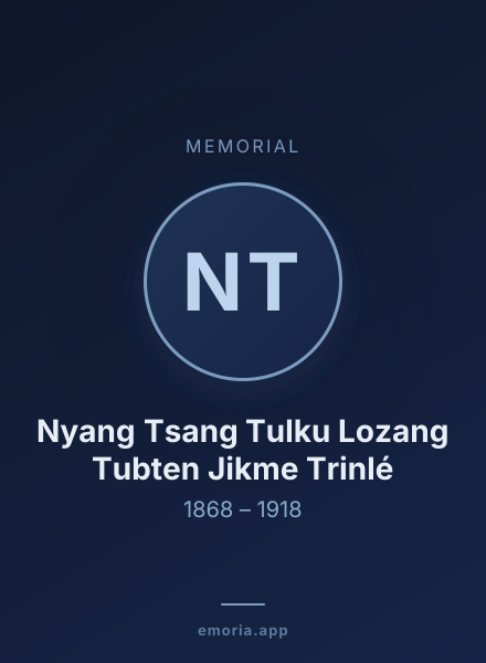 Memorial portrait of Nyang Tsang Tulku Lozang Tubten Jikme Trinlé
