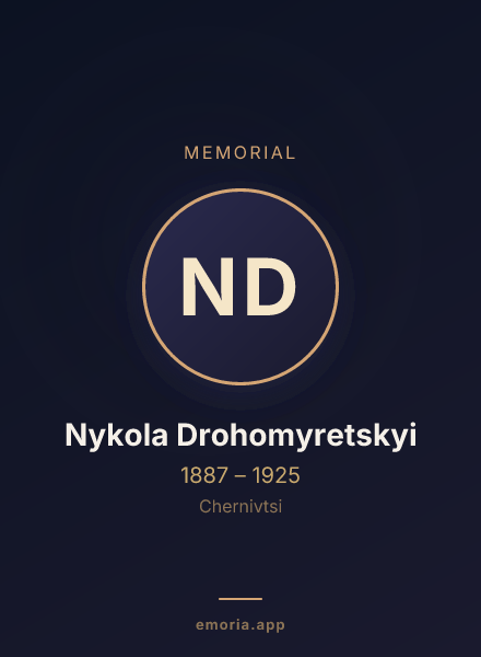 Memorial portrait of Nykola Drohomyretskyi