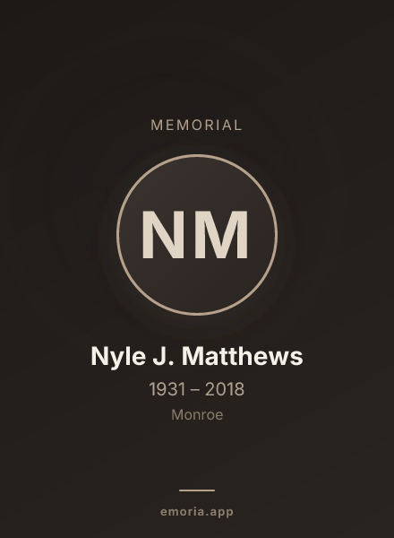 Memorial portrait of Nyle J. Matthews