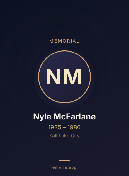 Memorial portrait of Nyle McFarlane