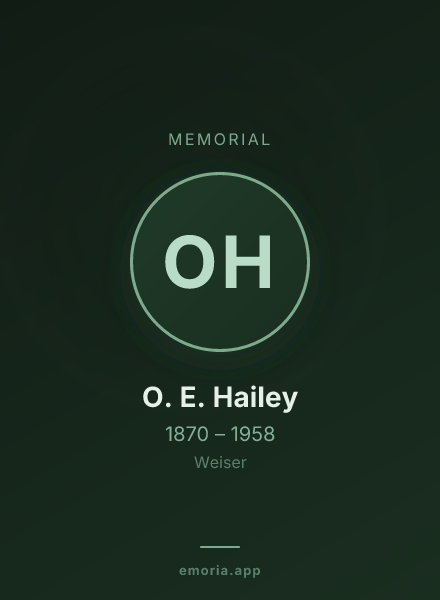 Memorial portrait of O. E. Hailey