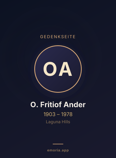 Gedenkportrait von O. Fritiof Ander