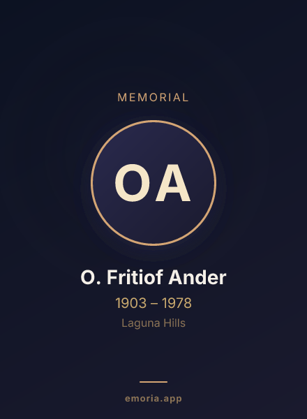 Memorial portrait of O. Fritiof Ander
