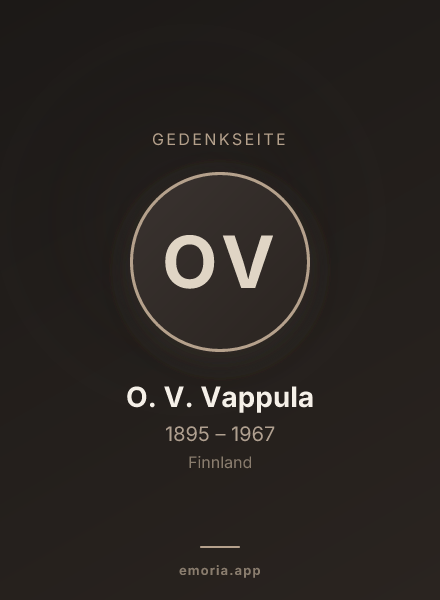 Gedenkportrait von O. V. Vappula