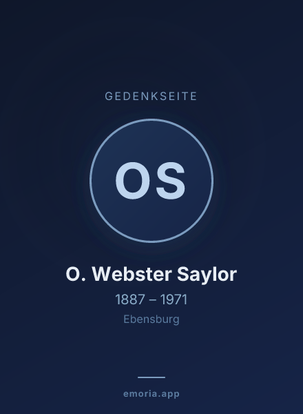 Gedenkportrait von O. Webster Saylor