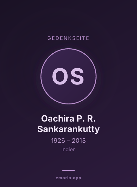 Gedenkportrait von Oachira P. R. Sankarankutty