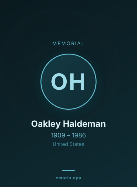 Memorial portrait of Oakley Haldeman