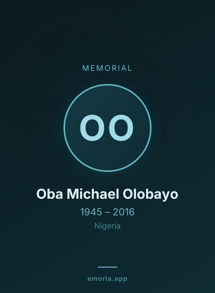 Memorial portrait of Oba Michael Olobayo