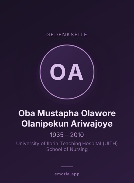 Gedenkportrait von Oba Mustapha Olawore Olanipekun Ariwajoye