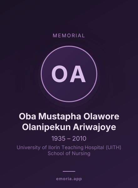 Memorial portrait of Oba Mustapha Olawore Olanipekun Ariwajoye