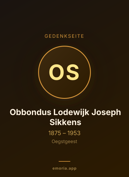 Gedenkportrait von Obbondus Lodewijk Joseph Sikkens