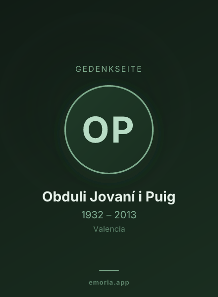 Gedenkportrait von Obduli Jovaní i Puig
