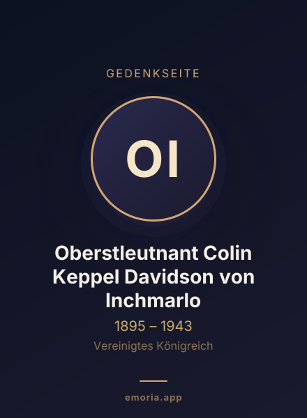 Gedenkportrait von Oberstleutnant Colin Keppel Davidson von Inchmarlo