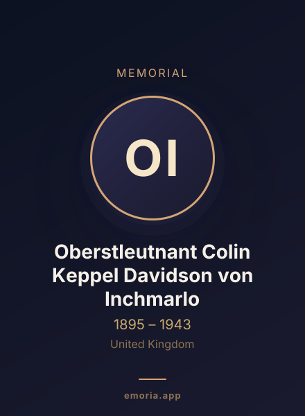 Memorial portrait of Oberstleutnant Colin Keppel Davidson von Inchmarlo