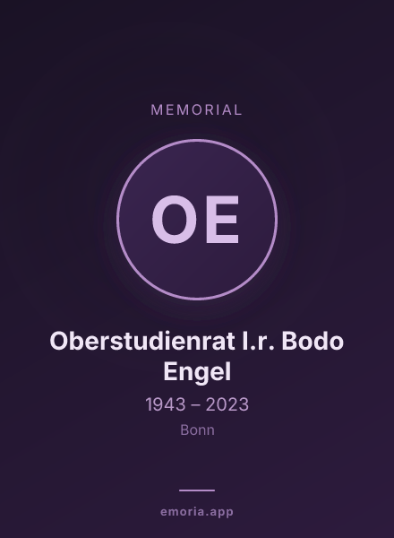 Memorial portrait of Oberstudienrat I.r. Bodo Engel