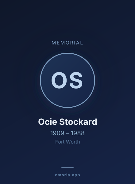 Memorial portrait of Ocie Stockard