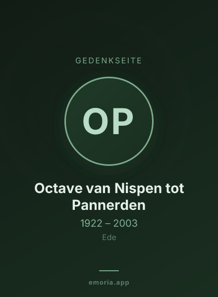 Gedenkportrait von Octave van Nispen tot Pannerden