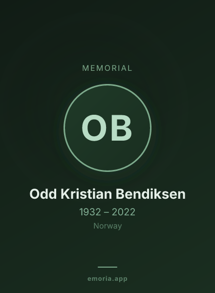 Memorial portrait of Odd Kristian Bendiksen