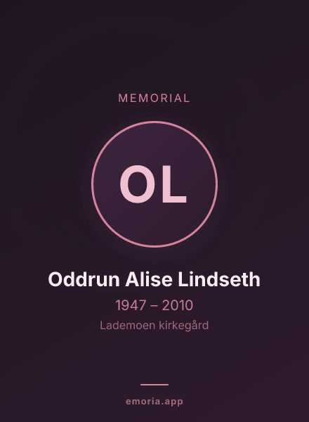 Memorial portrait of Oddrun Alise Lindseth
