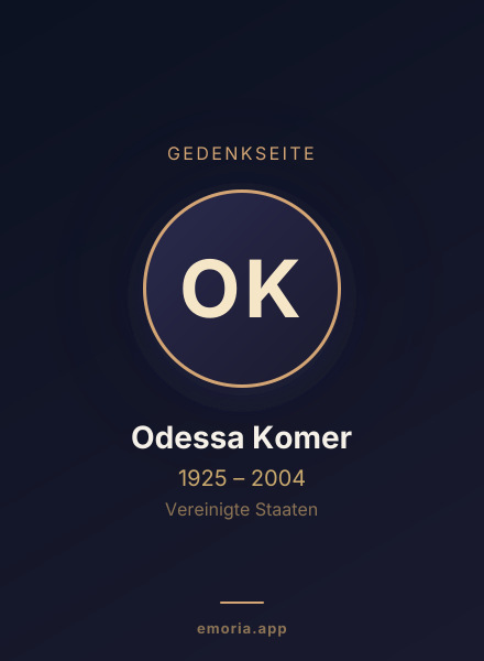Gedenkportrait von Odessa Komer